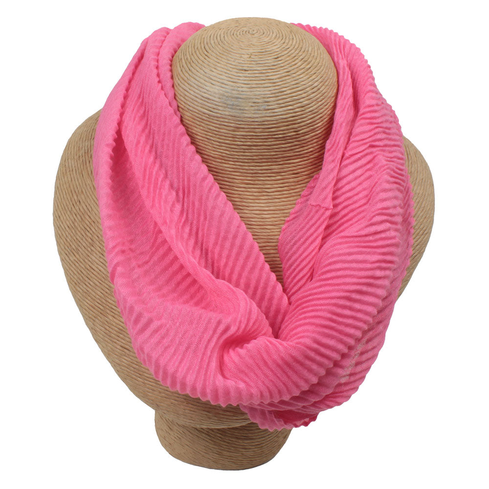 Rose pink medium length scarf in textured fabric.