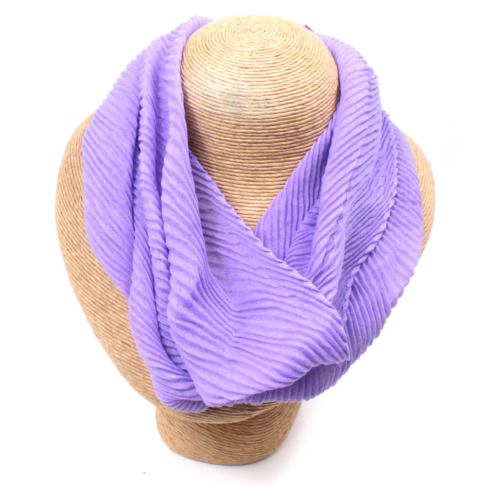Violet medium length scarf in textured fabric.