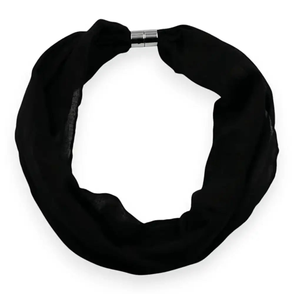 Black infinity scarf on a white background