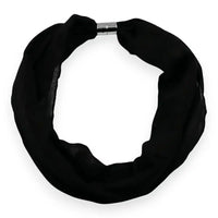 Black infinity scarf on a white background