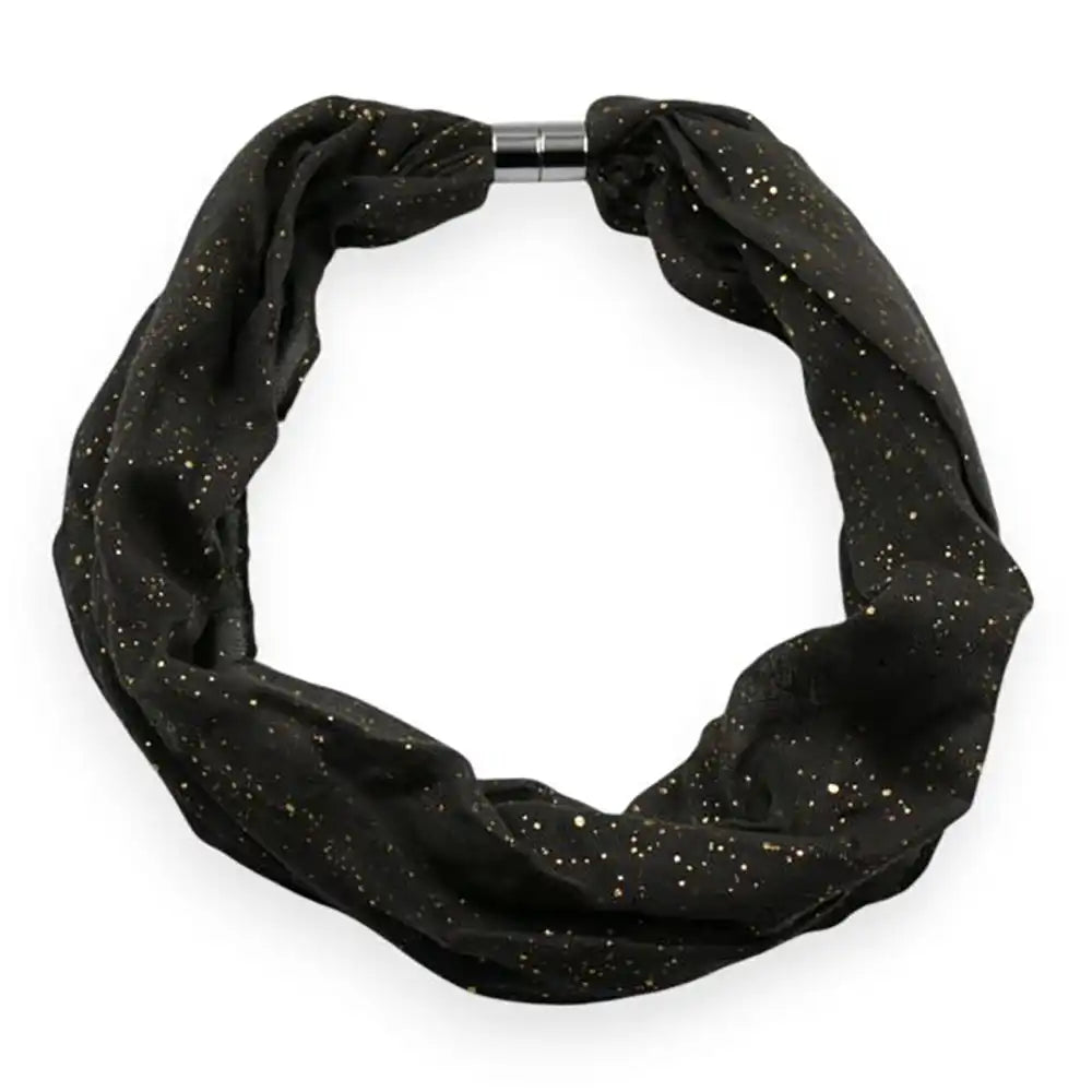 Speckled charcoal grey hoop scarf on a white background