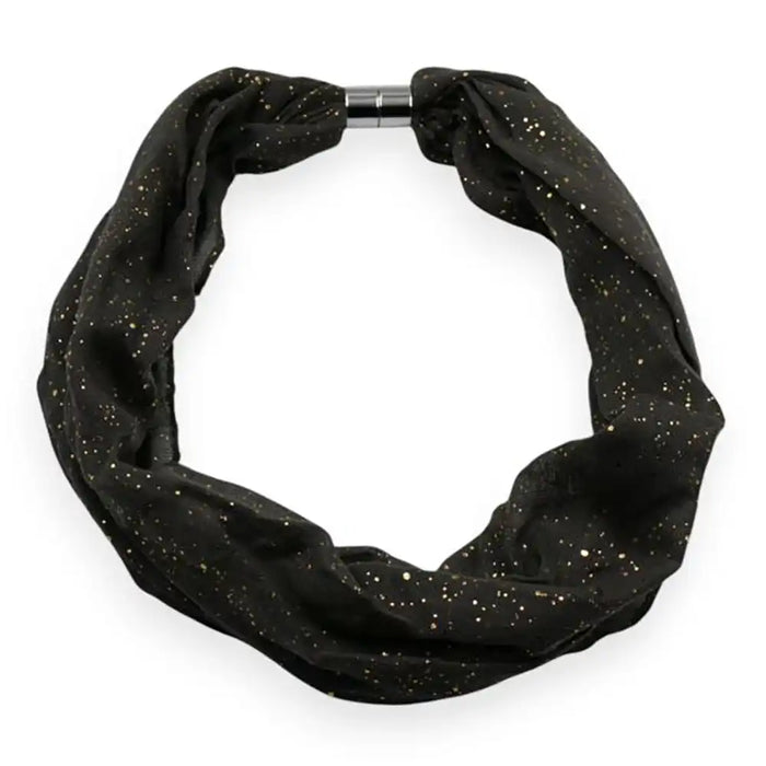 Speckled charcoal grey hoop scarf on a white background