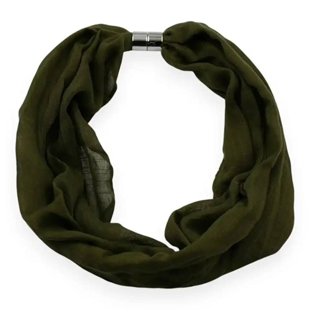 Green infinity scarf on a white background