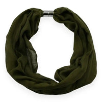 Green infinity scarf on a white background