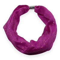 Speckled purple hoop scarf on a white background