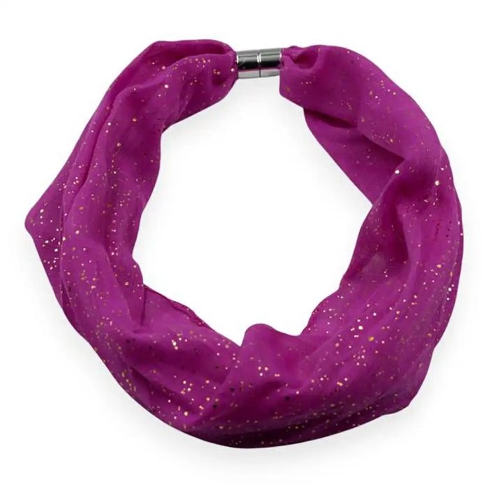Speckled purple hoop scarf on a white background