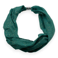 Speckled teal hoop scarf on a white background