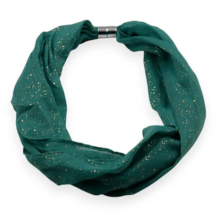 Speckled teal hoop scarf on a white background
