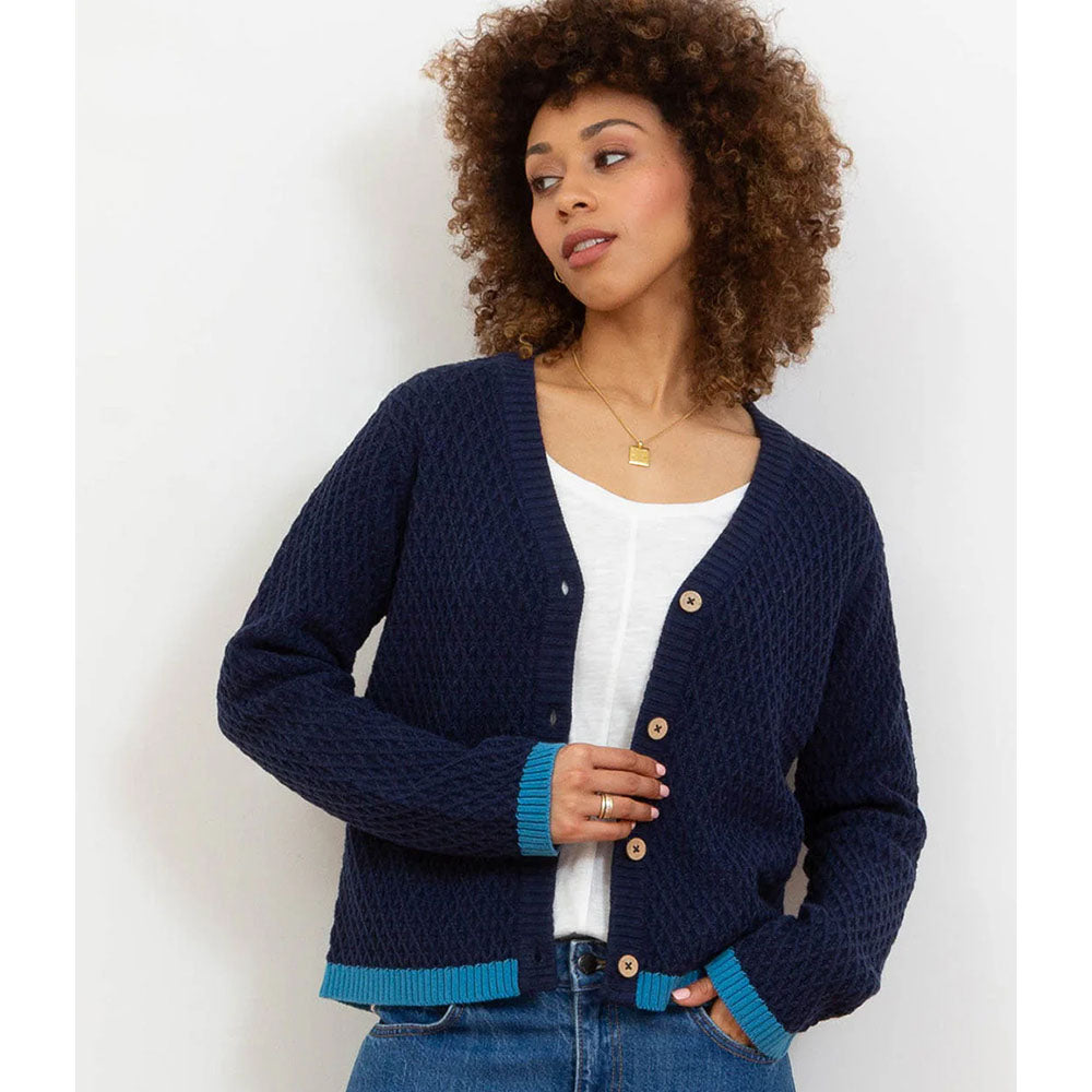 Shapwick Knitted Cardigan in Navy