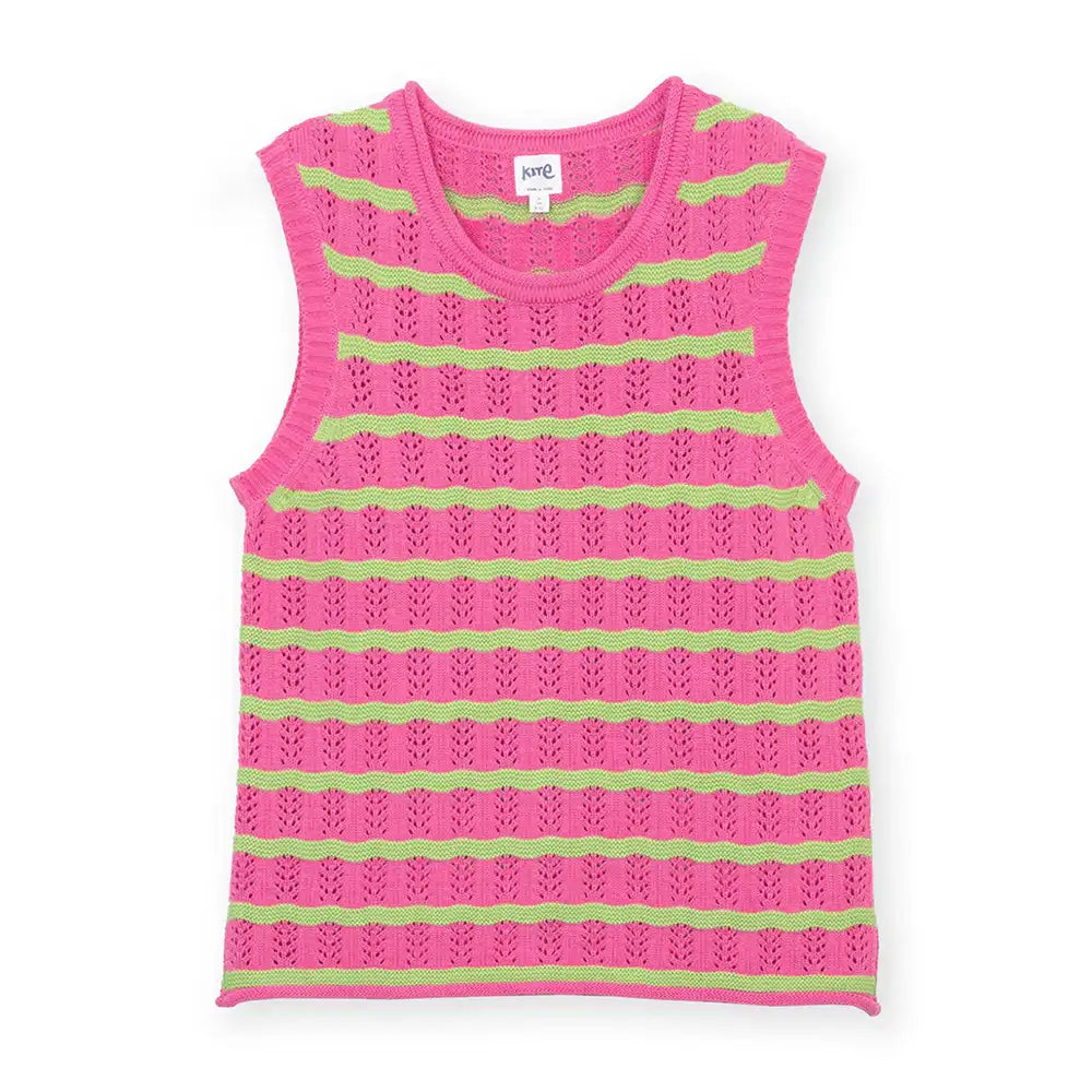 Tolpuddle Striped Tank Top - Flamingo & Lime