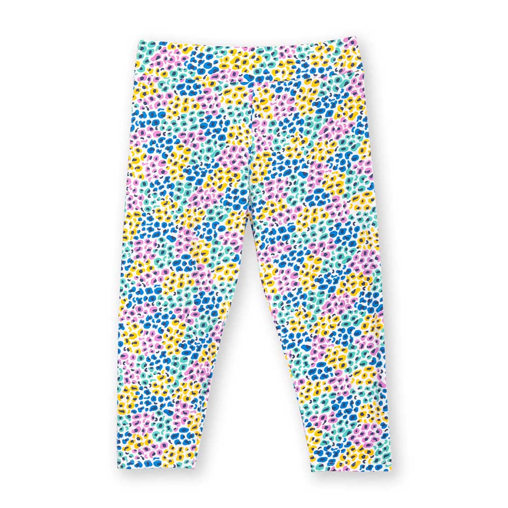 Kite brightly coloured over the knee leggings. Flat view.