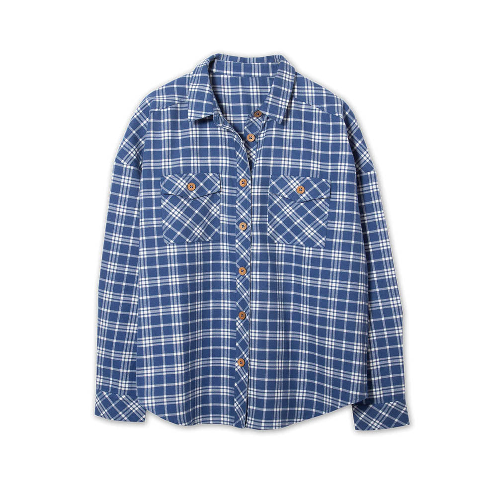 Kite Oversized Blue Check Flannel Top