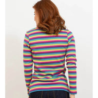 Kite rainbow V neck long sleeved tee shirt. Back view.