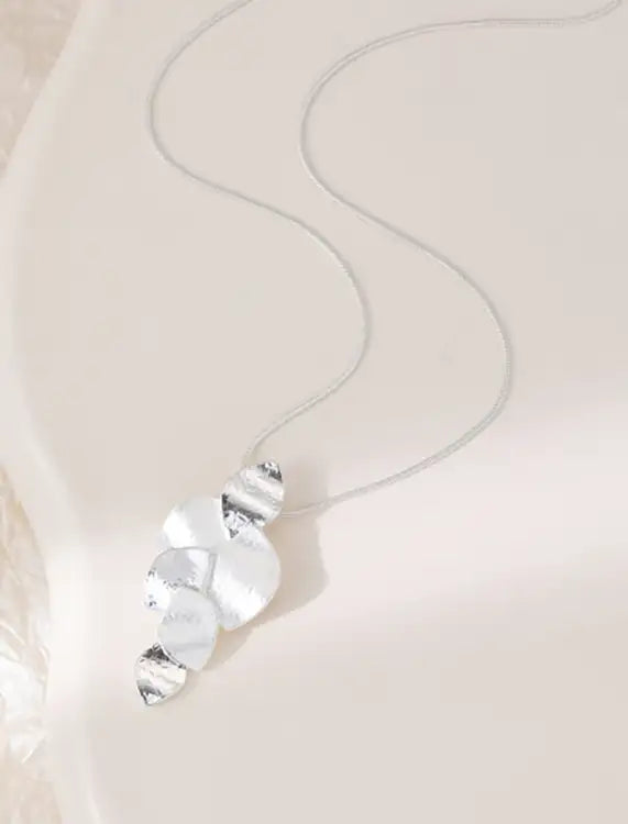Multi Leaf Silver Pendant Necklace