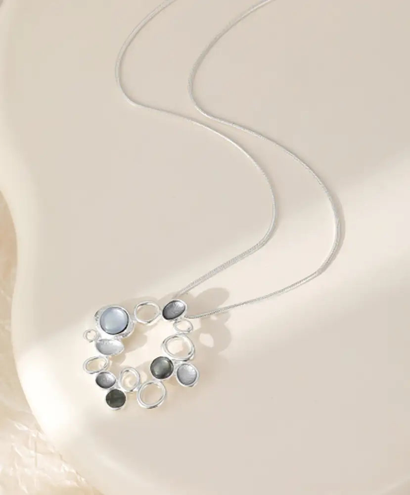 Circular Pebble Necklace with Moonstone Pieces