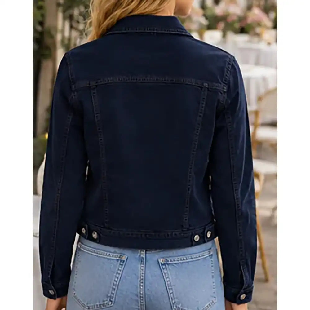 Cotton Blend Cargo Jacket - Dark Navy