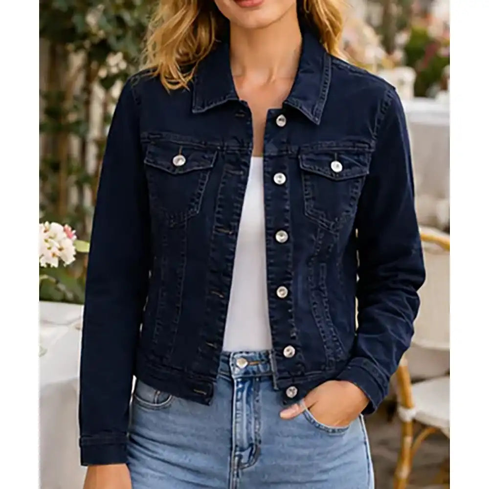 Cotton Blend Cargo Jacket - Dark Navy