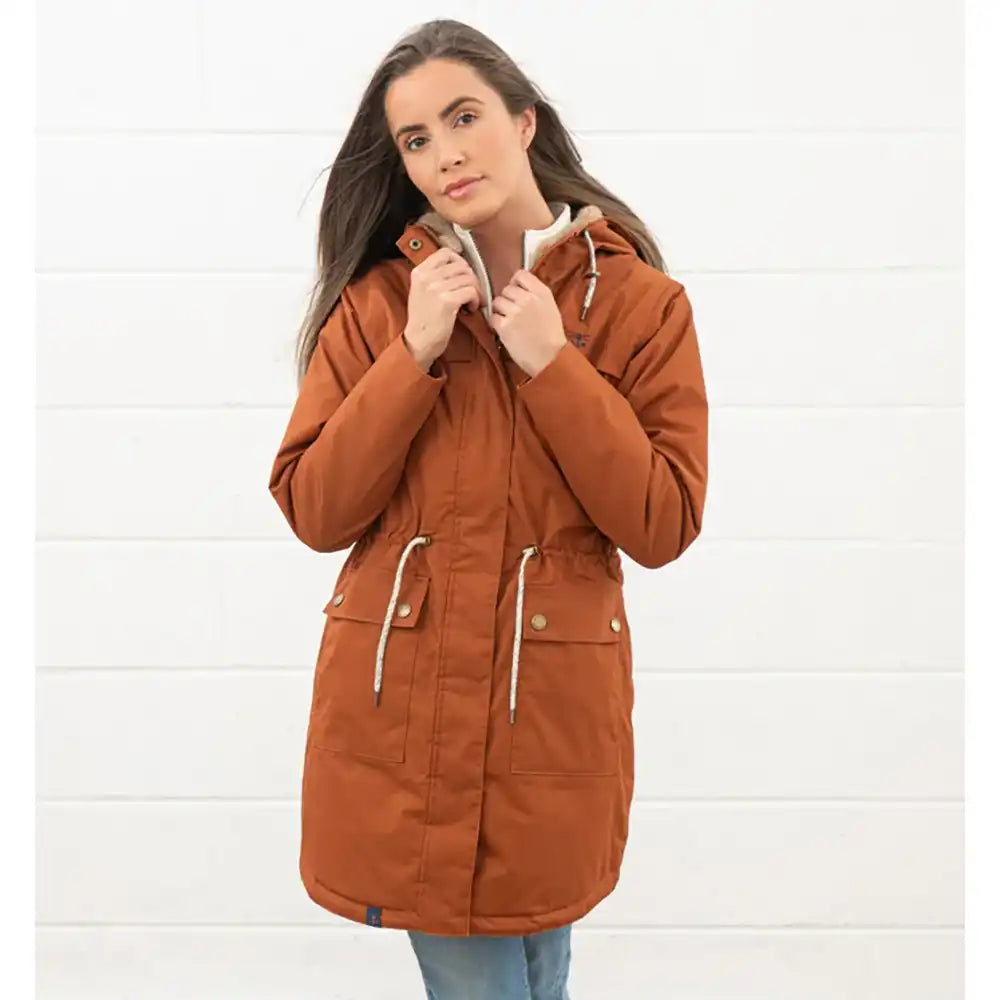 Waterproof Parka Coat in Rust