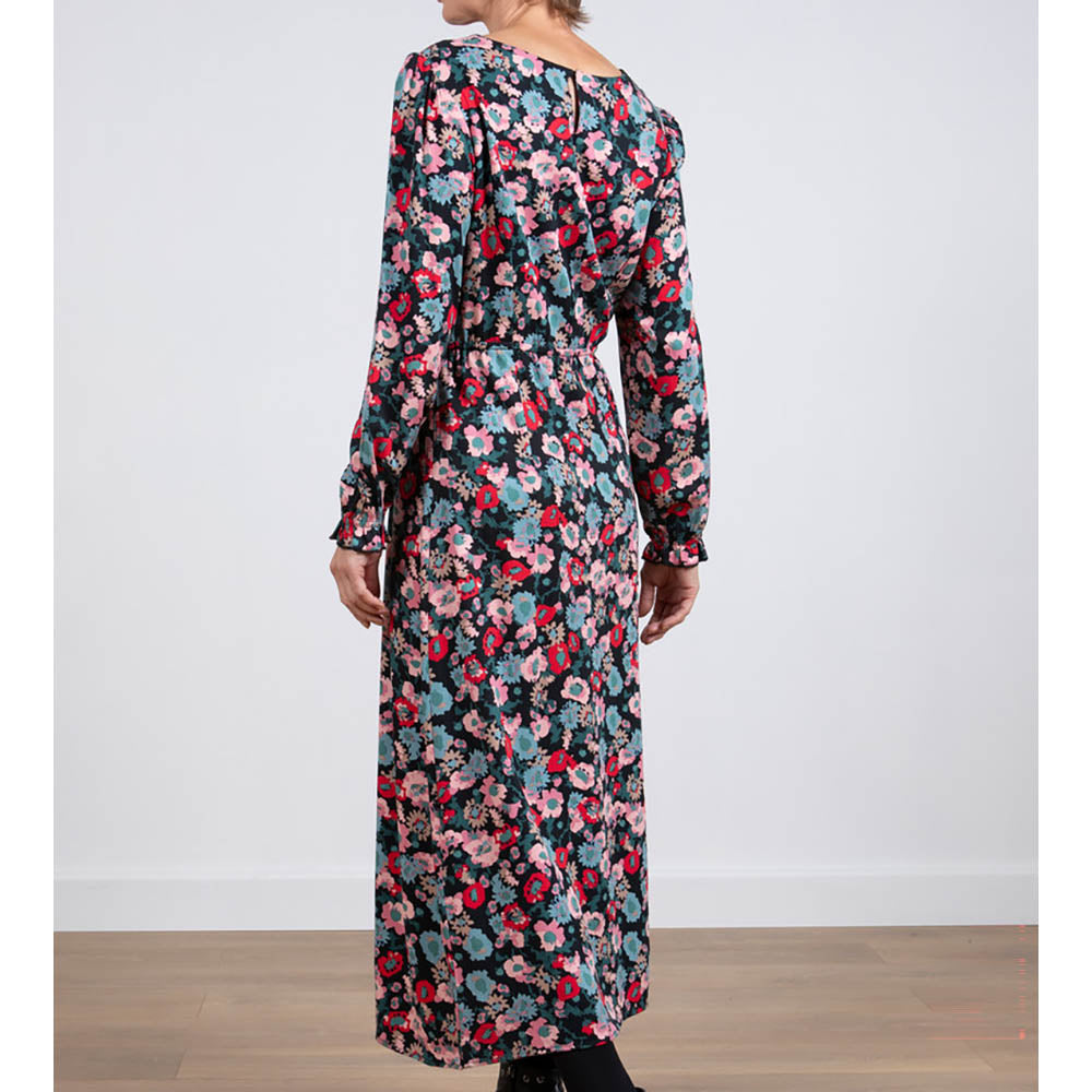 Floral Bloom Midi Dress - Black