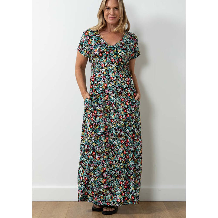 Lily & Me Jasmine Floral Maxi Dress in Black