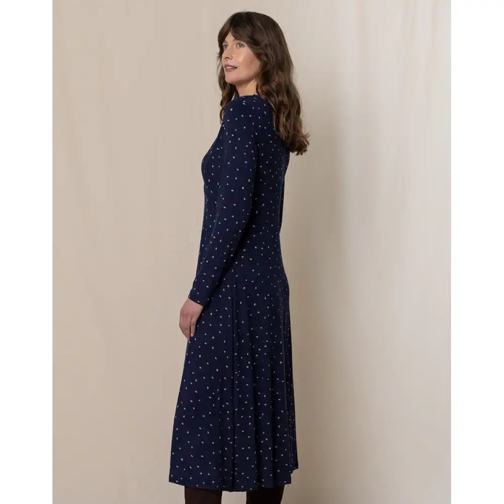 Navy Blue Paintbrush Midi Dress