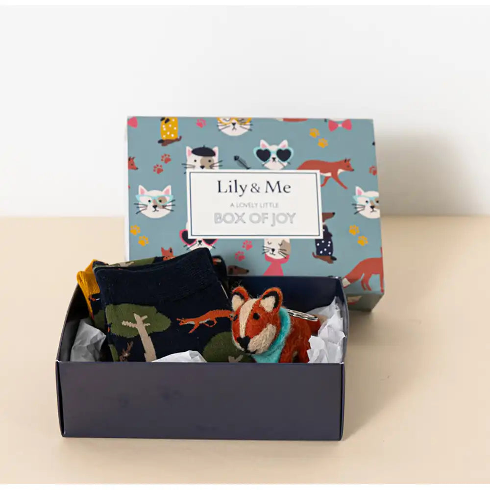 Key Ring & Sock Gift Box - Fox