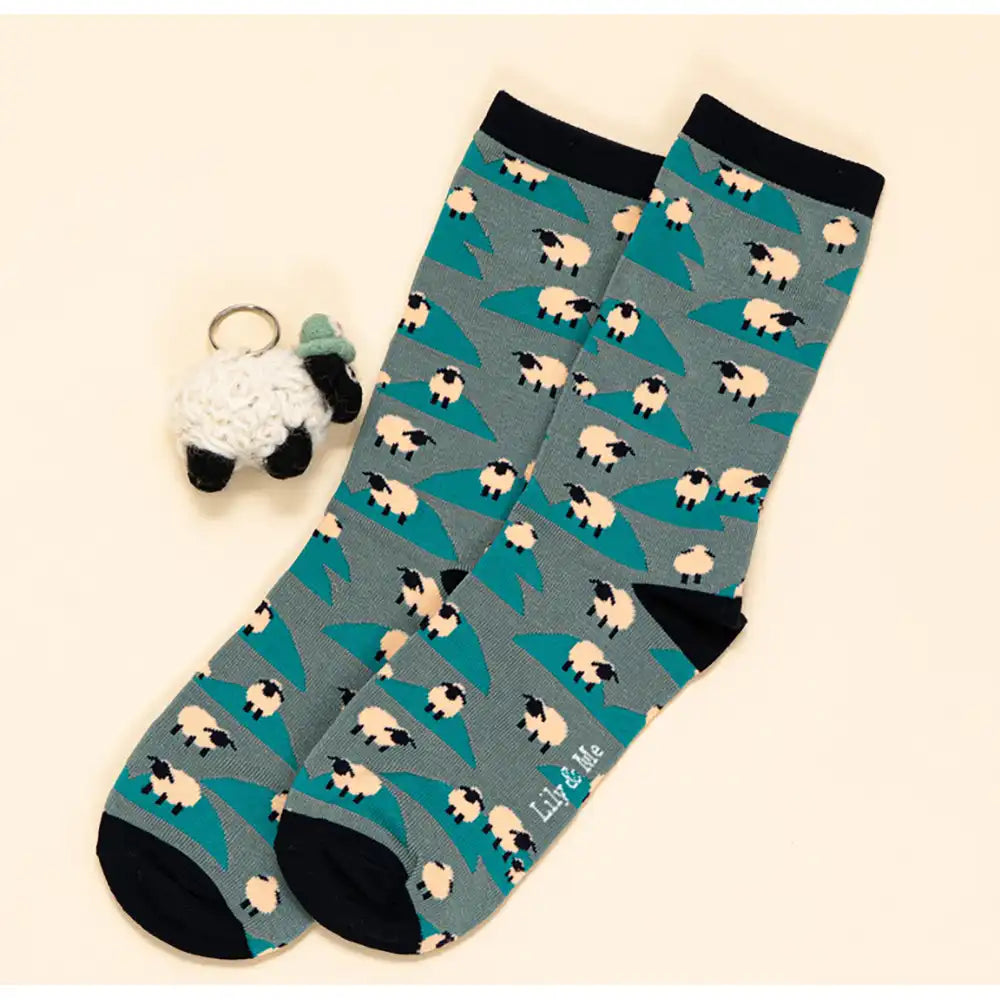 Key Ring & Sock Gift Box - Sheep