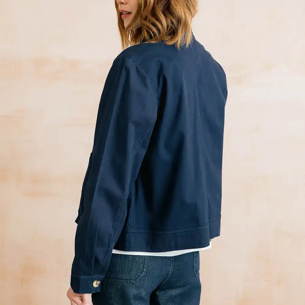 Maya Jacket in Plain Navy Twill