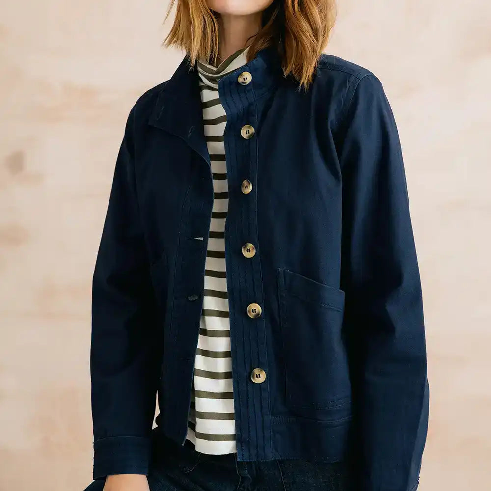 Maya Jacket in Plain Navy Twill