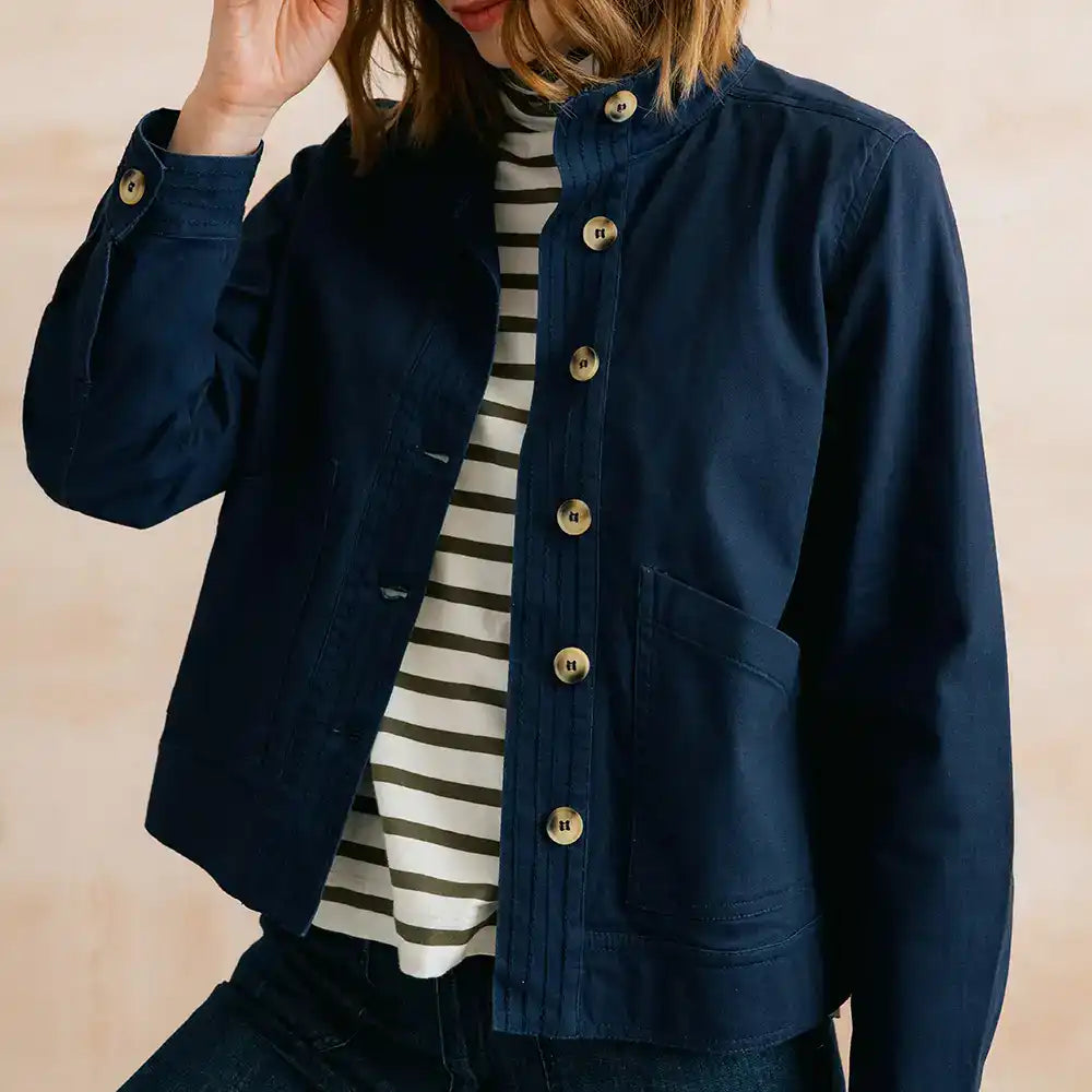 Maya Jacket in Plain Navy Twill