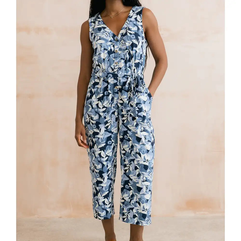 Allium Printed Jersey Jumpsuit Navy