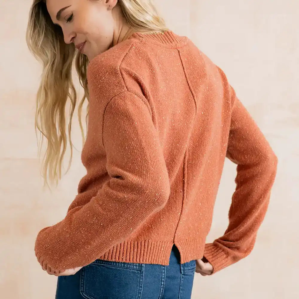 Bloom Cardigan in Terracotta Fleck