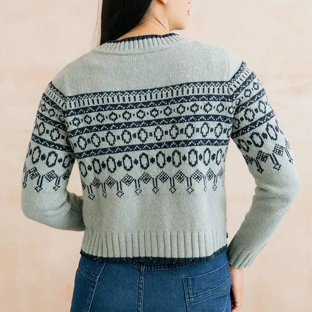 Easel Fair Isle Cardigan in Mist