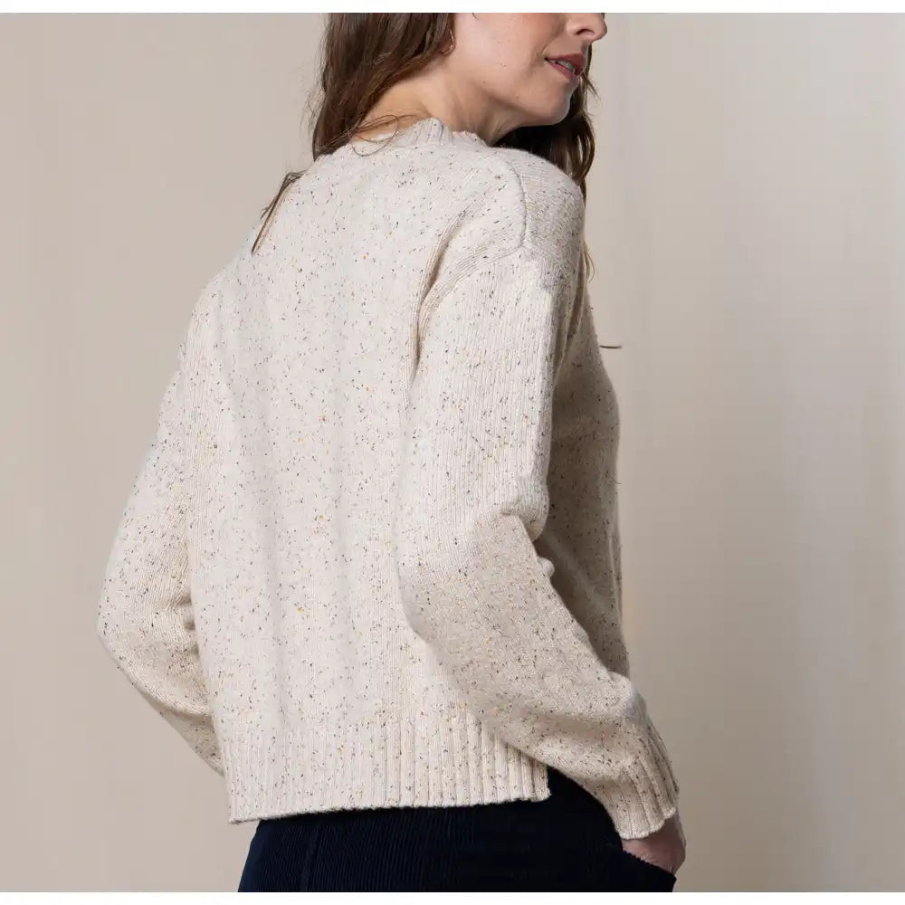 Ribbed Round Neck Cardigan - Oatmeal