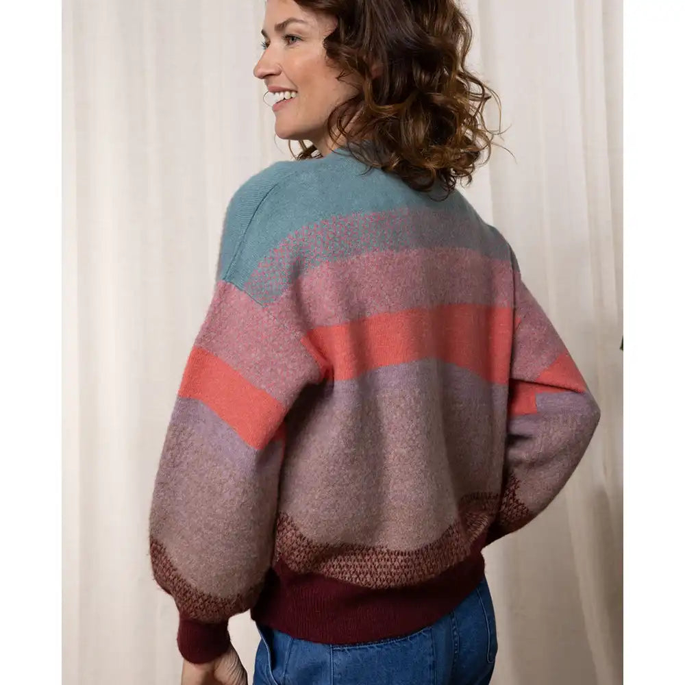 Wide Stripe Colour Block Cardigan