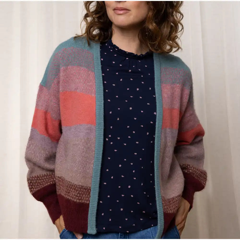 Wide Stripe Colour Block Cardigan