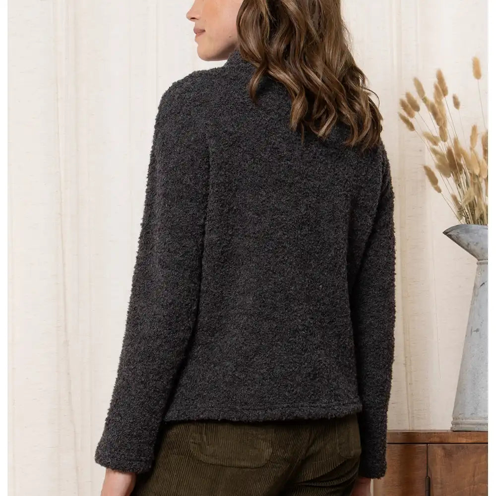 Wool Mix Cowl Neck Jumper Charcoal