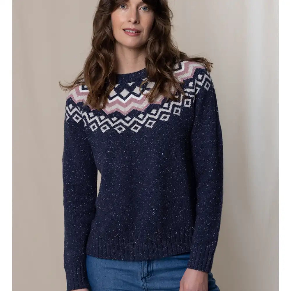 Navy Blue Fair Isle Knit Jumper