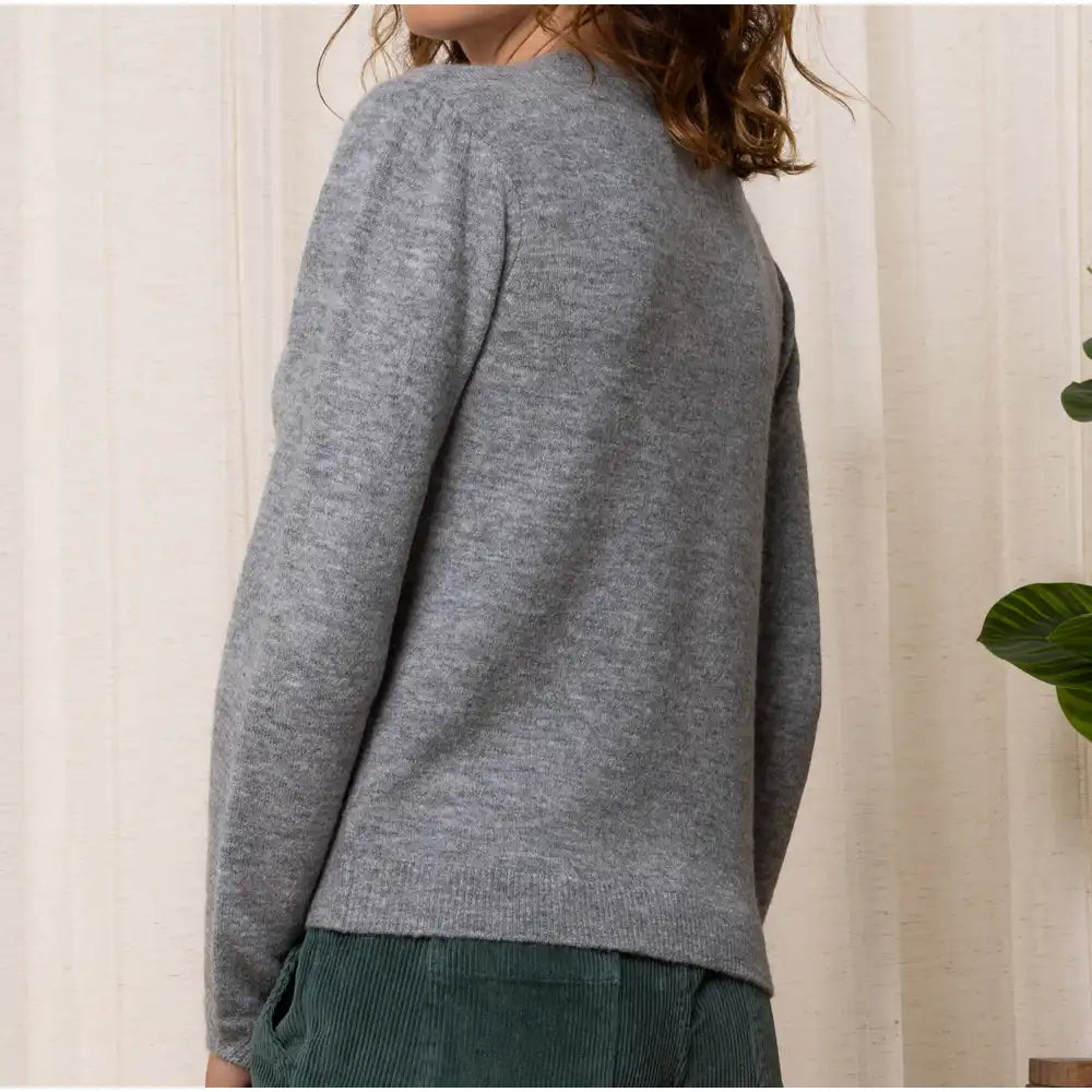 Grey Marle Scallop Neck Knit Jumper