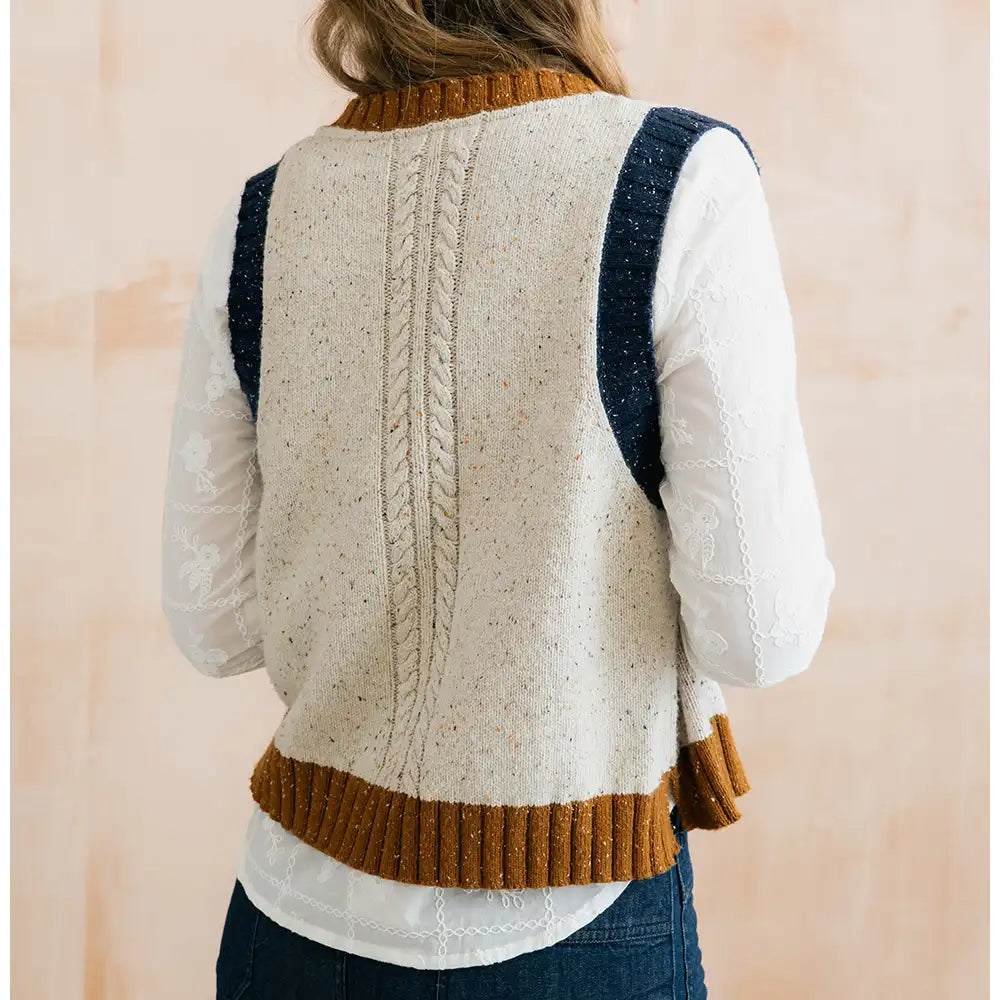 Grove Colour Block Vest in Ecru