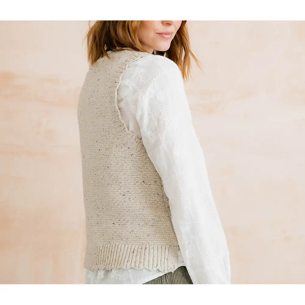 Ivy Waistcoat in Ecru Fleck Knit