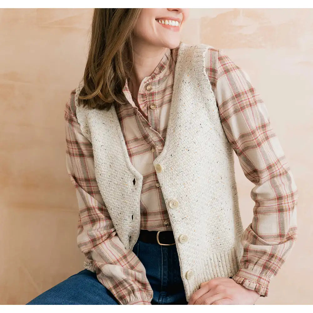 Ivy Waistcoat in Ecru Fleck Knit