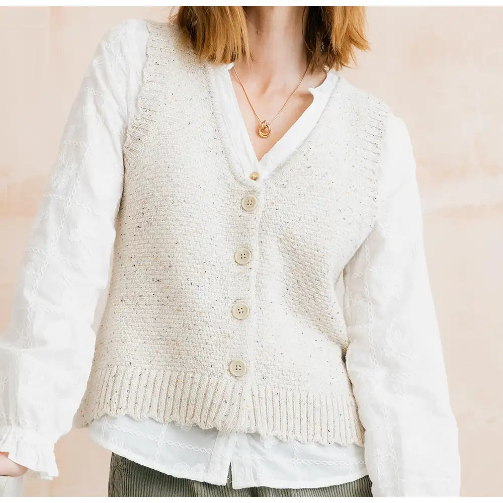 Ivy Waistcoat in Ecru Fleck Knit