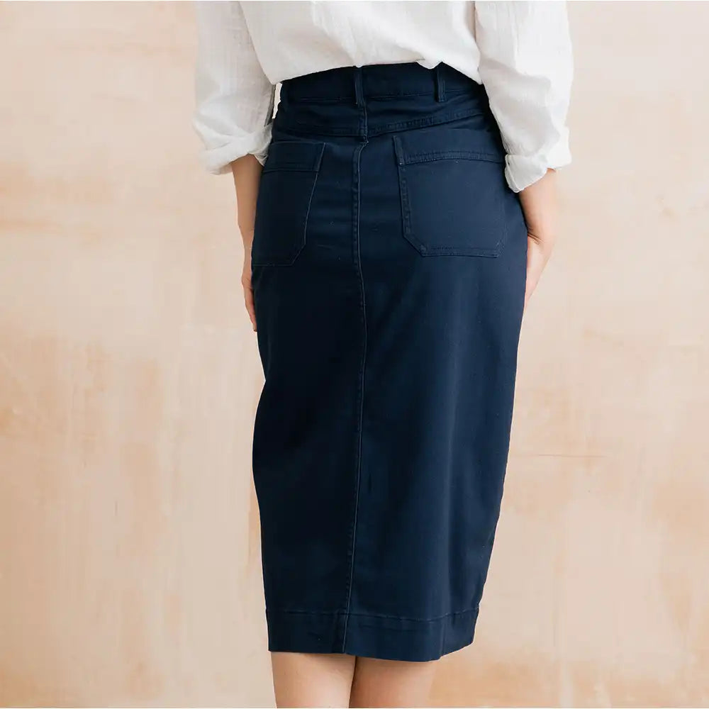Morwenna Plain Twill Skirt - Navy