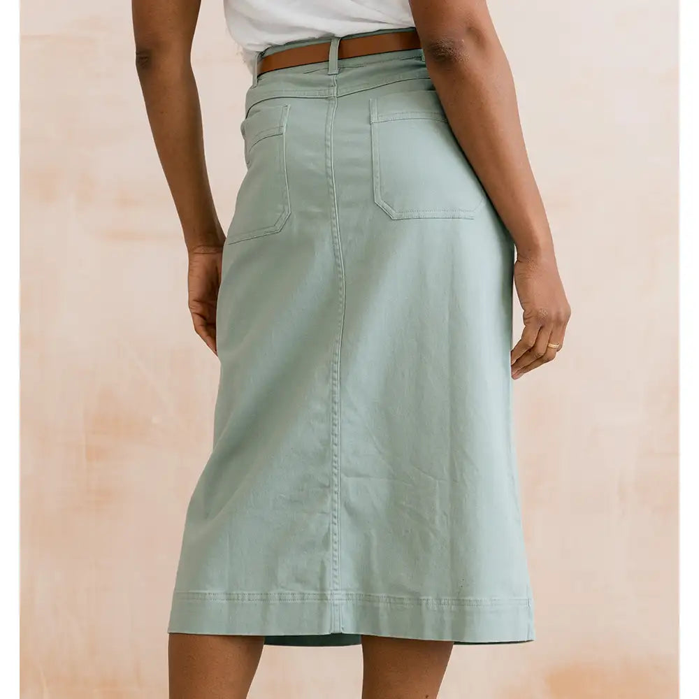 Morwenna Plain Twill Skirt - Silver Sage