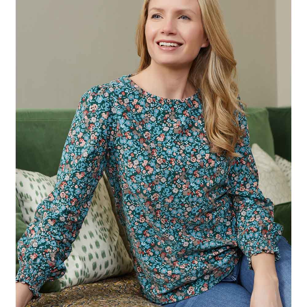 Vintage Floral Garden Top - Green