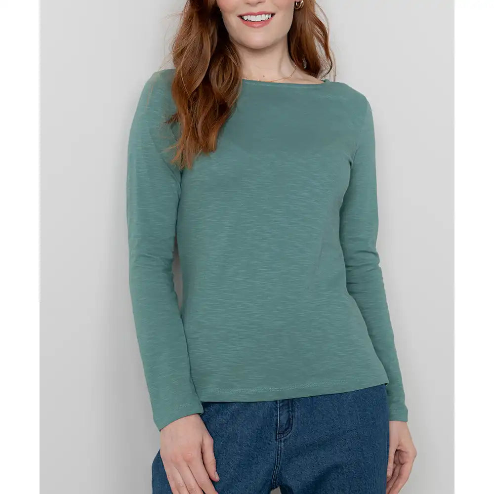 Plain Monica Cotton Top - Sea Mist