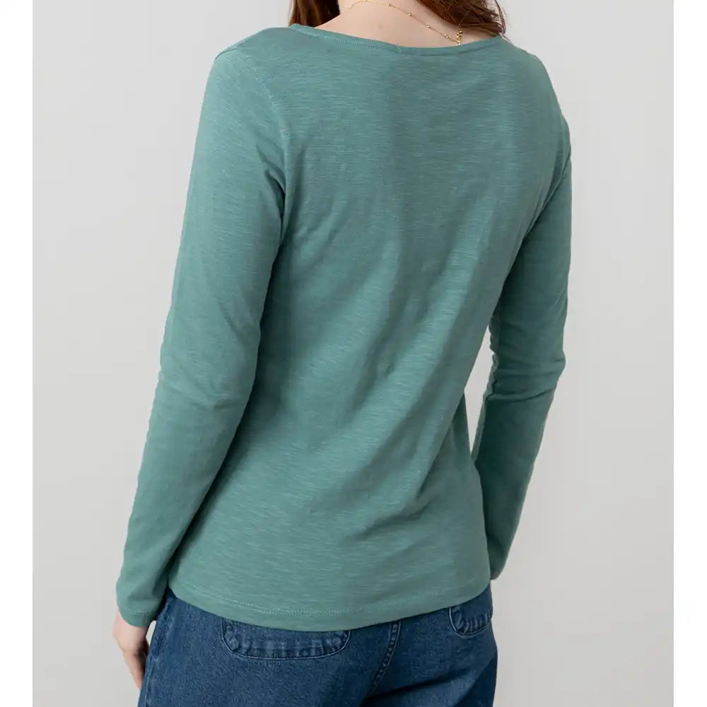 Plain Monica Cotton Top - Sea Mist
