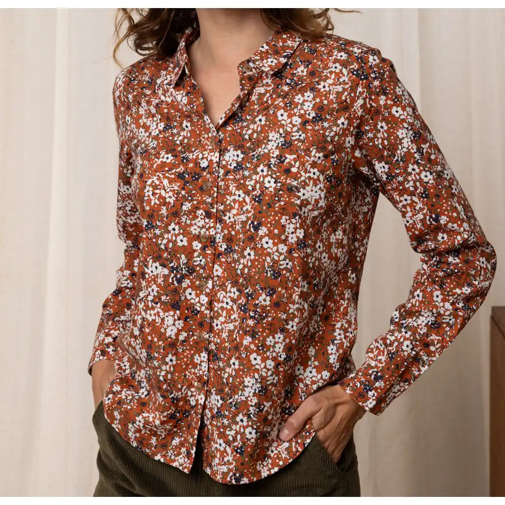 Classical Shirt in Floral Print - Ginger