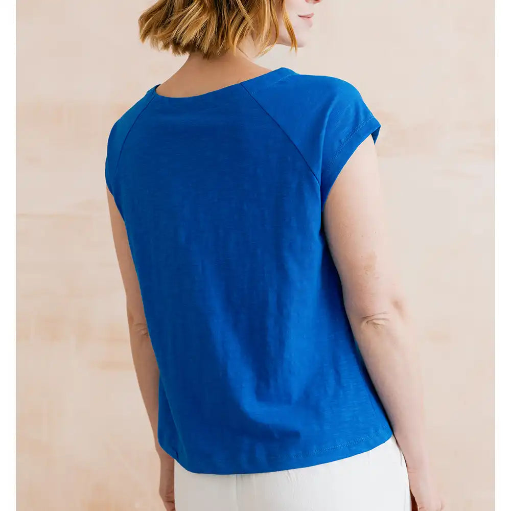 Tidal Turn Up Sleeve Tee - Cobalt